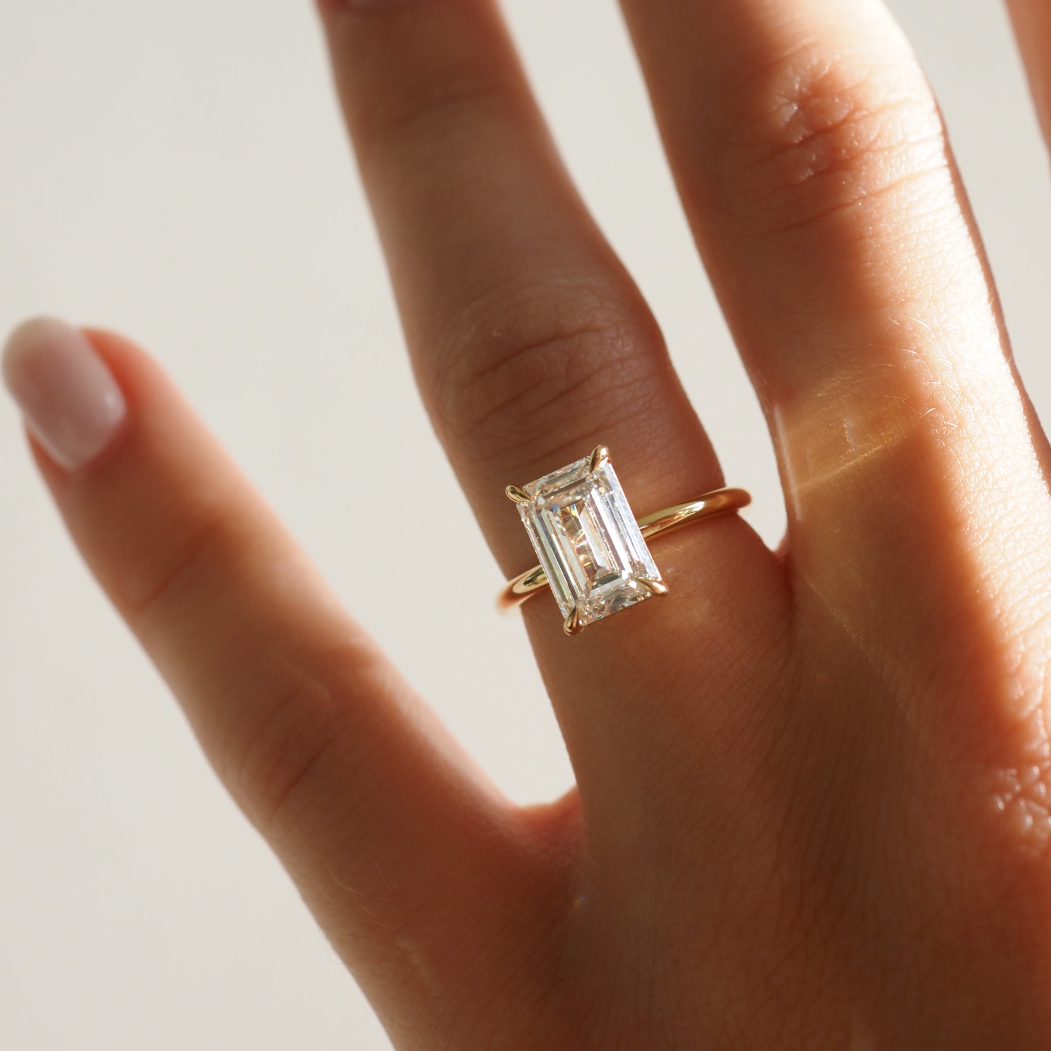 3 CT Emerald Cut Moissanite Engagement Ring, Classic Solitaire Style, Gold Promise & Wedding Ring, Emerald Cut Solitaire