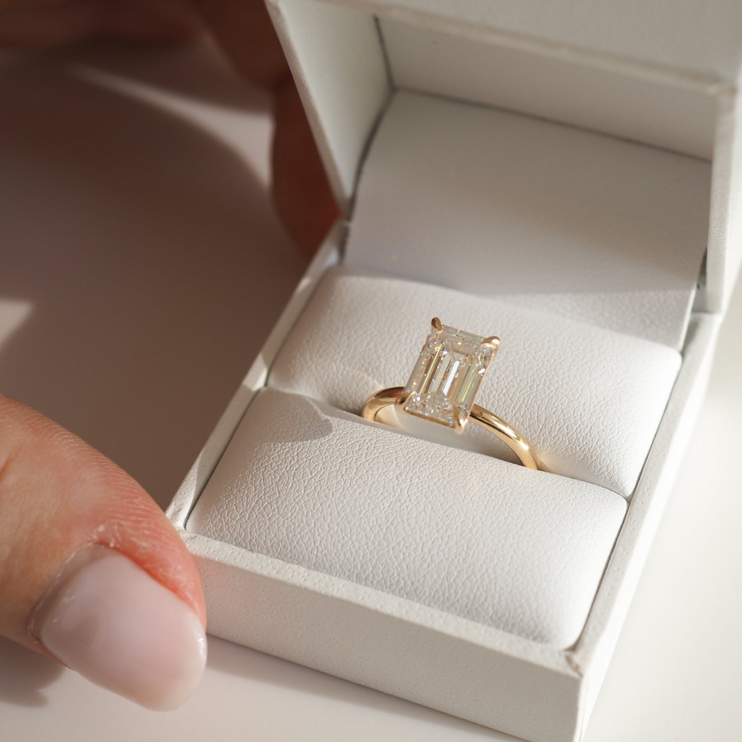 3 CT Emerald Cut Moissanite Engagement Ring, Classic Solitaire Style, Gold Promise & Wedding Ring, Emerald Cut Solitaire