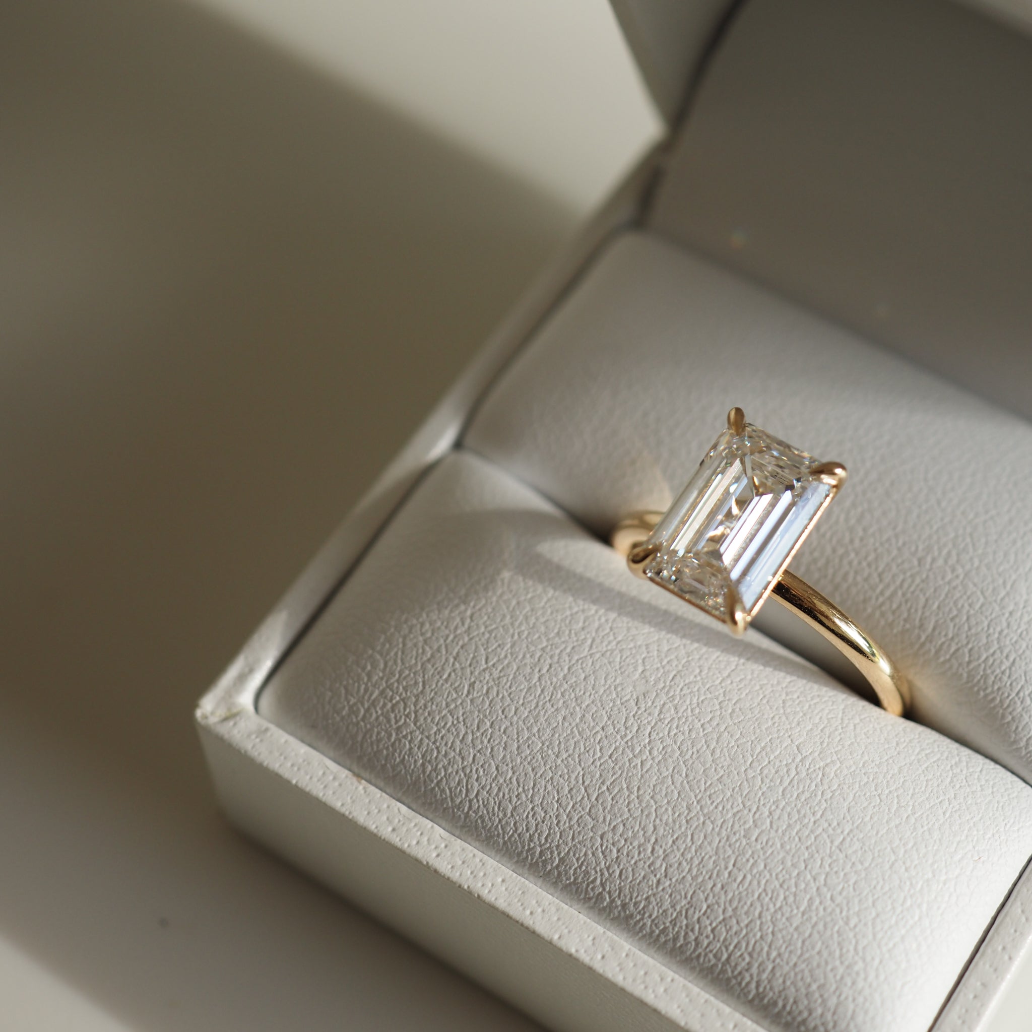 3 CT Emerald Cut Moissanite Engagement Ring, Classic Solitaire Style, Gold Promise & Wedding Ring, Emerald Cut Solitaire