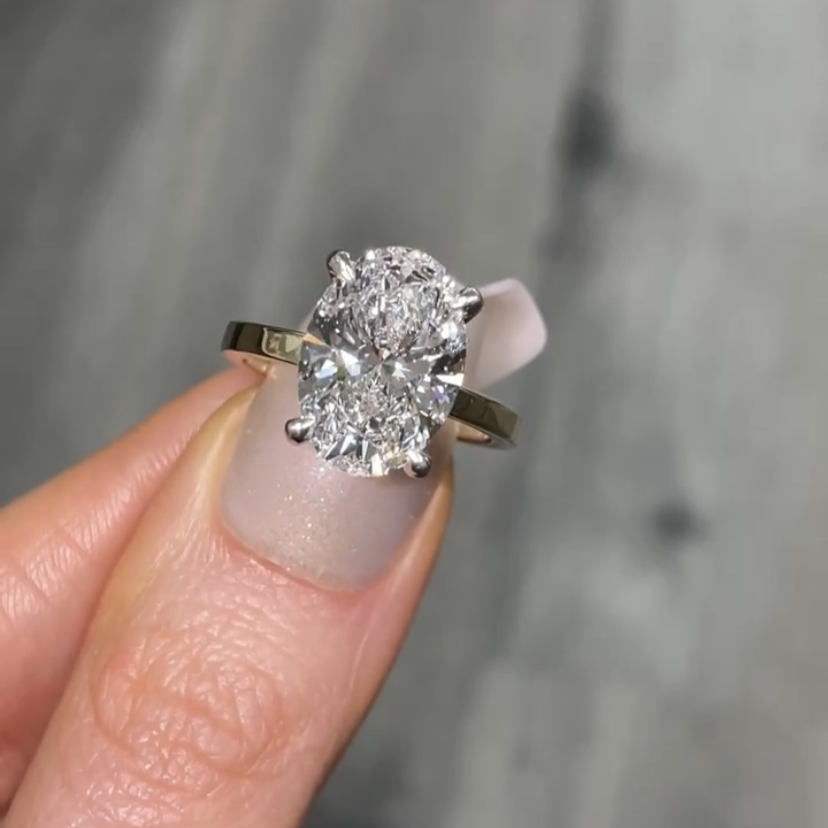 3 Ct Hidden Halo Engagement Ring Oval Anniversary Ring Moissanite Diamond Ring Women Promise Ring For Her 4 Prong Solitaire Promise Ring