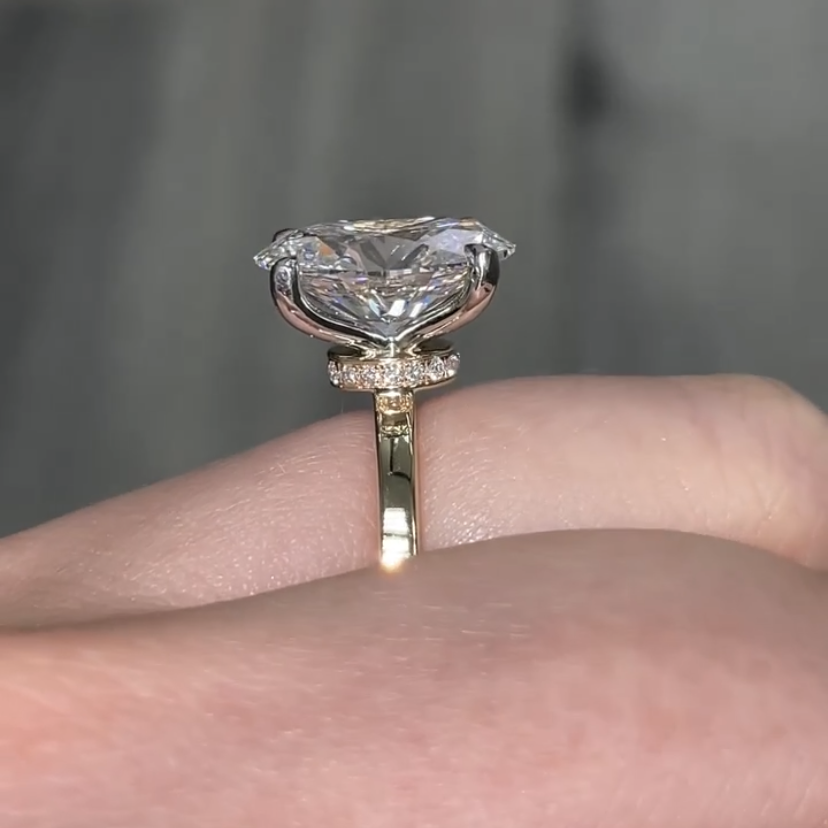 3 Ct Hidden Halo Engagement Ring Oval Anniversary Ring Moissanite Diamond Ring Women Promise Ring For Her 4 Prong Solitaire Promise Ring