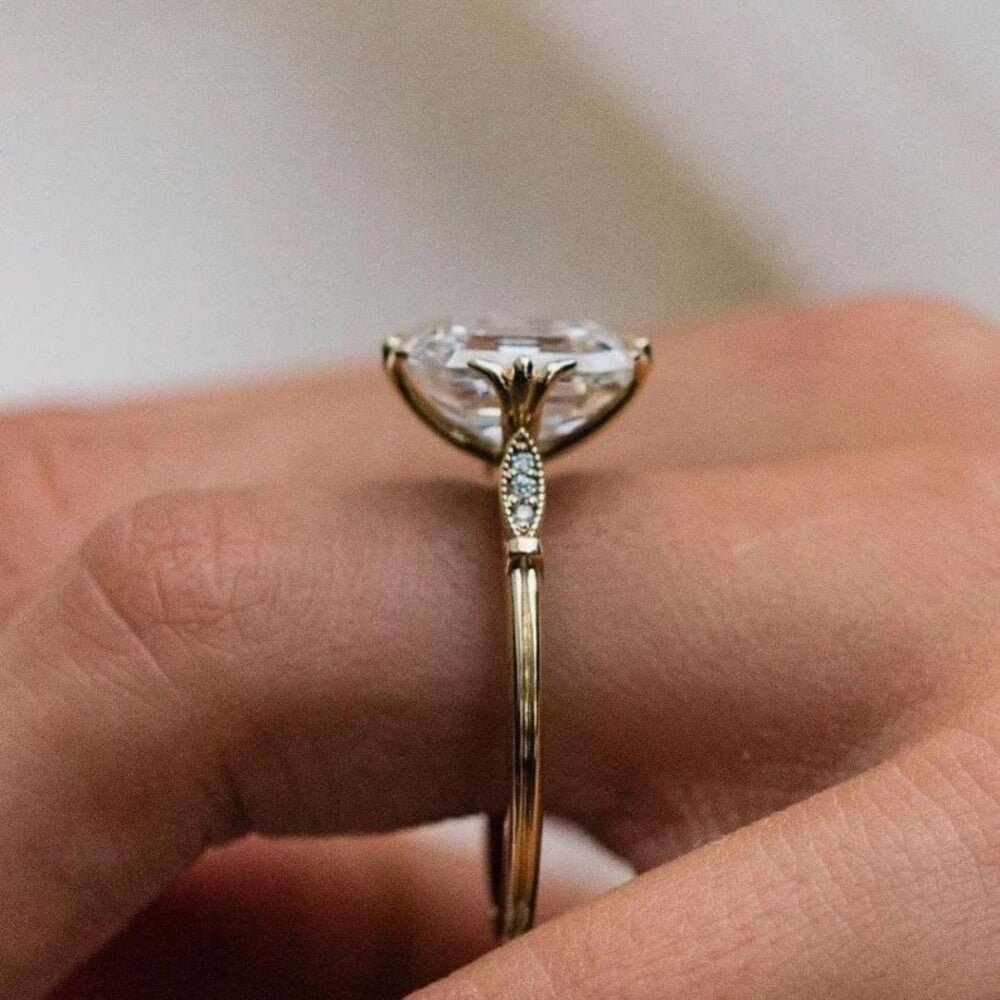 asscher Moissanite Diamond Ring