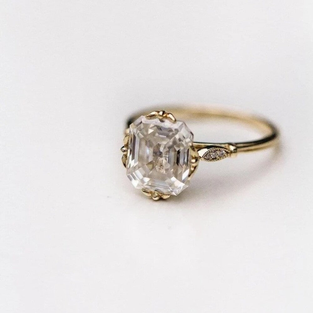 asscher Moissanite Diamond Ring
