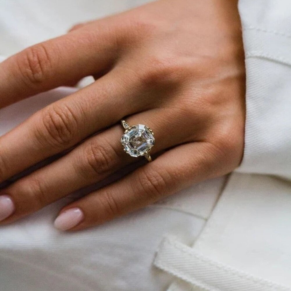 asscher Moissanite Diamond Ring