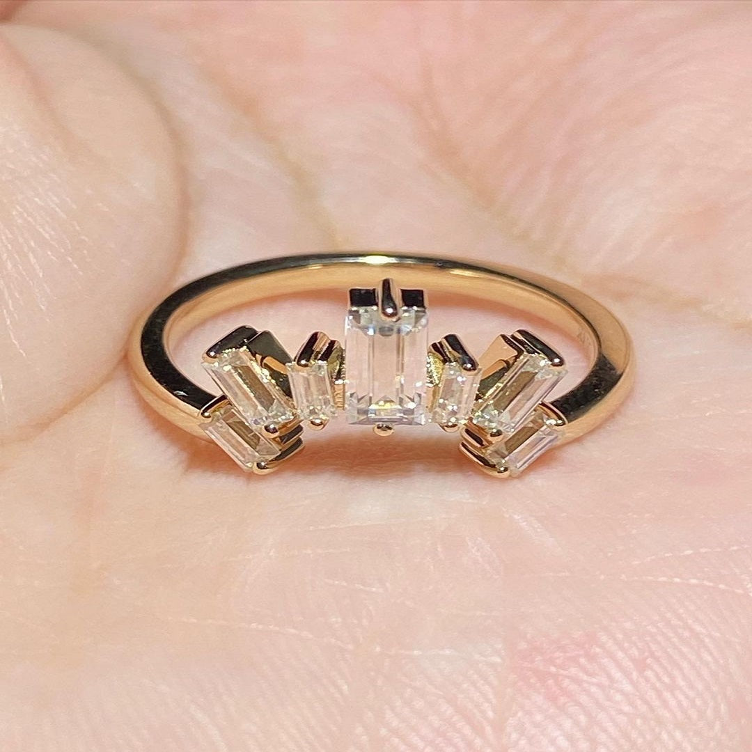 Baguette Multi Stone Band, Engagement Ring, Anniversary Ring, Christmas Gift For Her