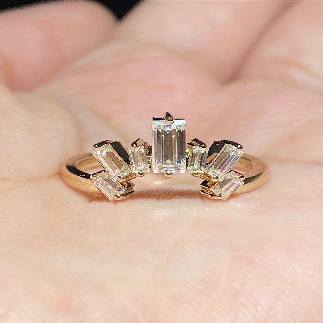 Baguette Multi Stone Band, Engagement Ring, Anniversary Ring, Christmas Gift For Her