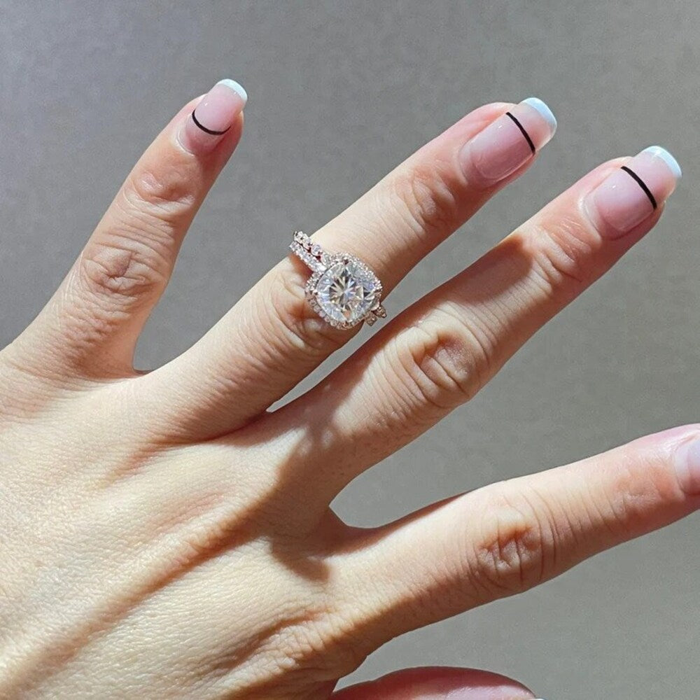 3 Ct Cushion Moissanite Diamond Ring, Bridal Set Ring, Wedding Band, Promise Ring, Christmas Gift Fro her