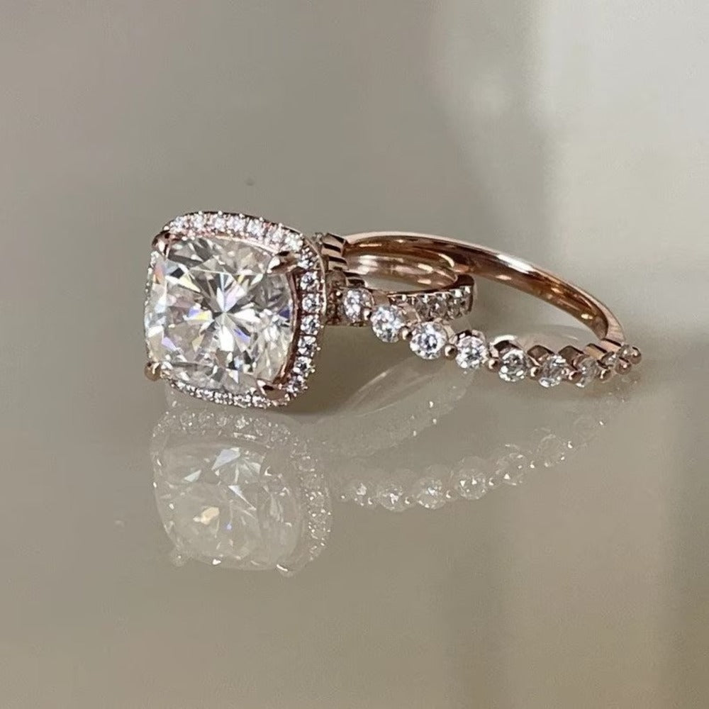 3 Ct Cushion Moissanite Diamond Ring, Bridal Set Ring, Wedding Band, Promise Ring, Christmas Gift Fro her