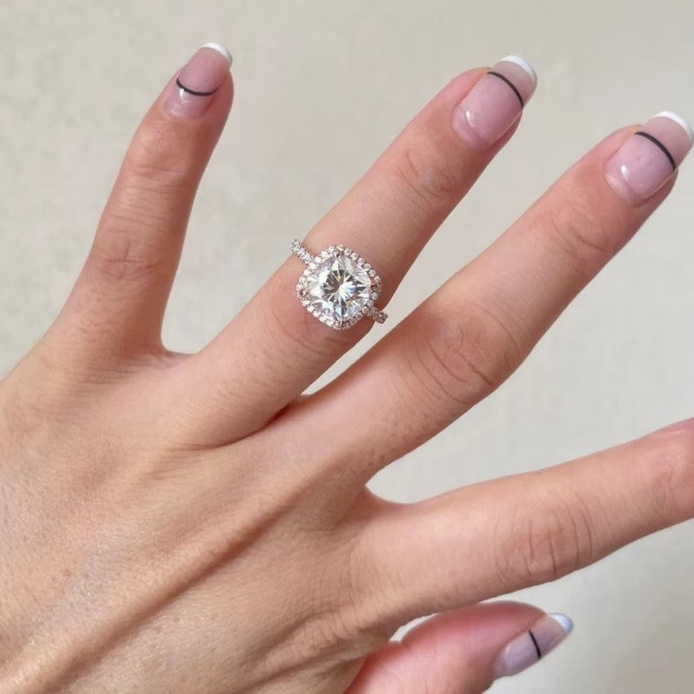 3 Ct Cushion Moissanite Diamond Ring, Bridal Set Ring, Wedding Band, Promise Ring, Christmas Gift Fro her