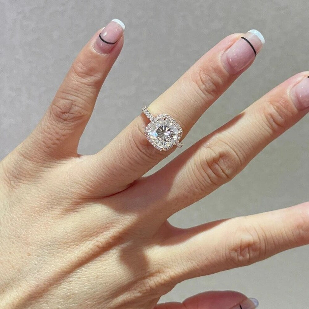 3 Ct Cushion Moissanite Diamond Ring, Bridal Set Ring, Wedding Band, Promise Ring, Christmas Gift Fro her