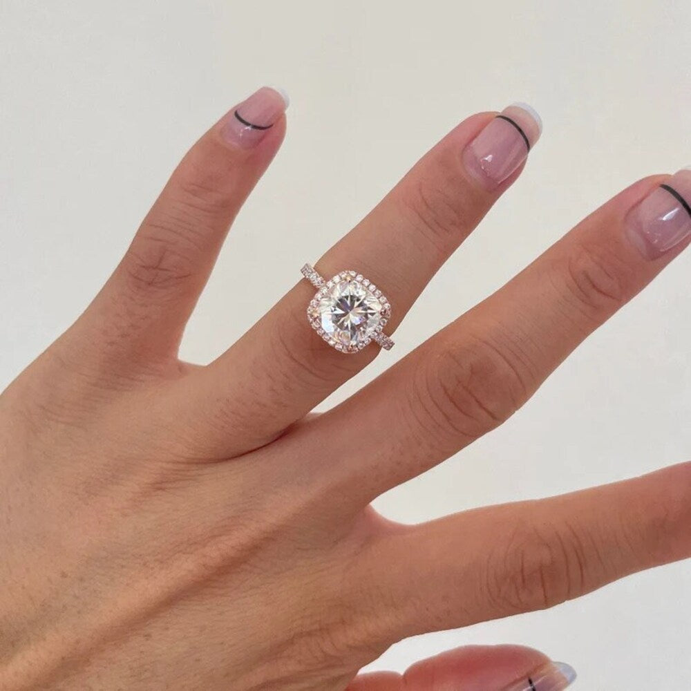 3 Ct Cushion Moissanite Diamond Ring, Bridal Set Ring, Wedding Band, Promise Ring, Christmas Gift Fro her