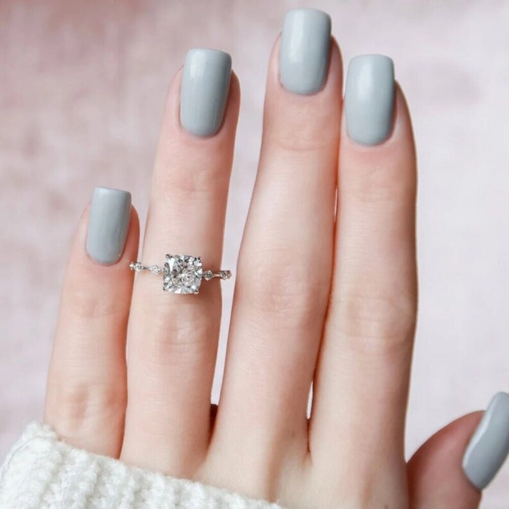 Cushion Moisanite Diamond Ring