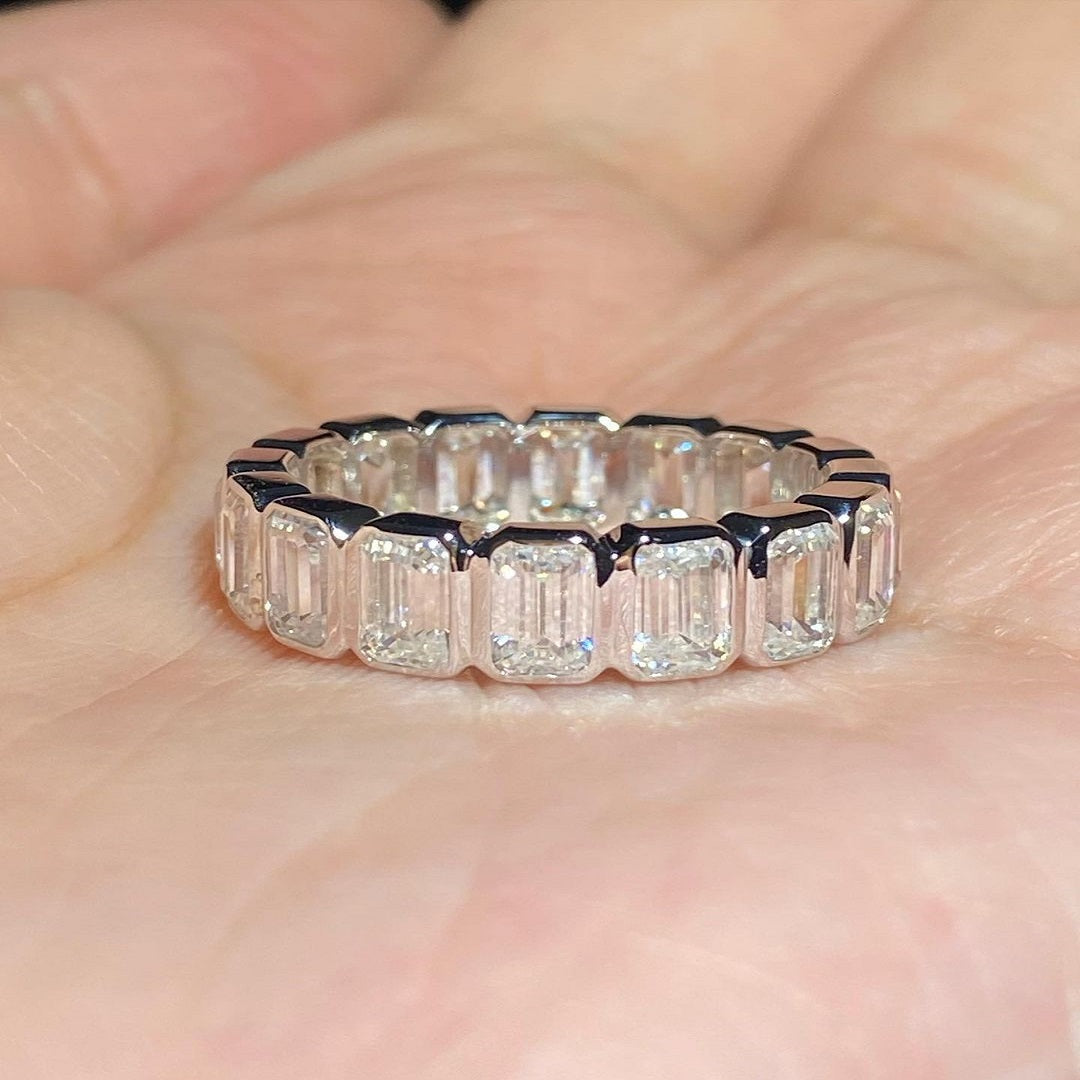 2 CTW Emerald Engagement Ring, Full Eternity Wedding band, Promise Ring, Anniversary Gift For Her