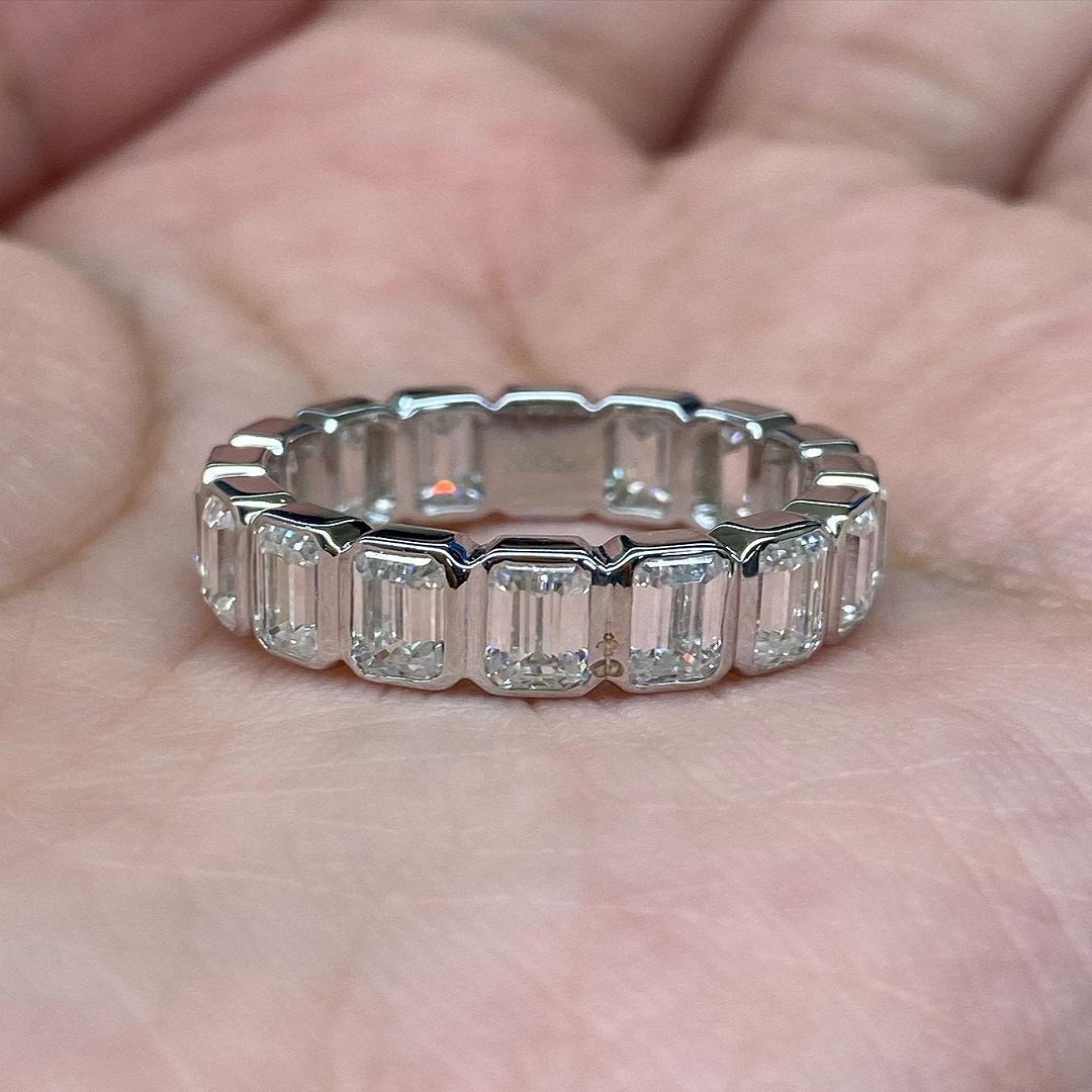 2 CTW Emerald Engagement Ring, Full Eternity Wedding band, Promise Ring, Anniversary Gift For Her