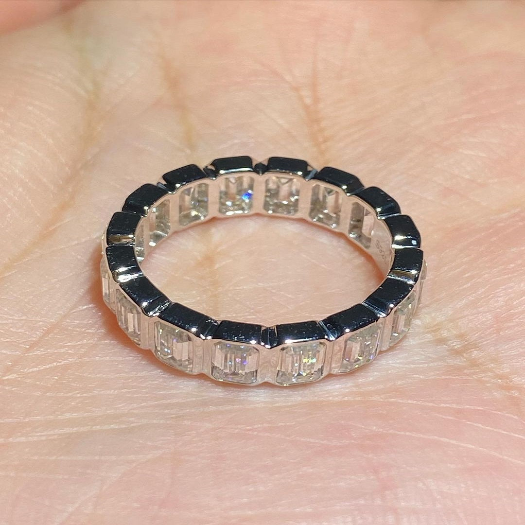 2 CTW Emerald Engagement Ring, Full Eternity Wedding band, Promise Ring, Anniversary Gift For Her