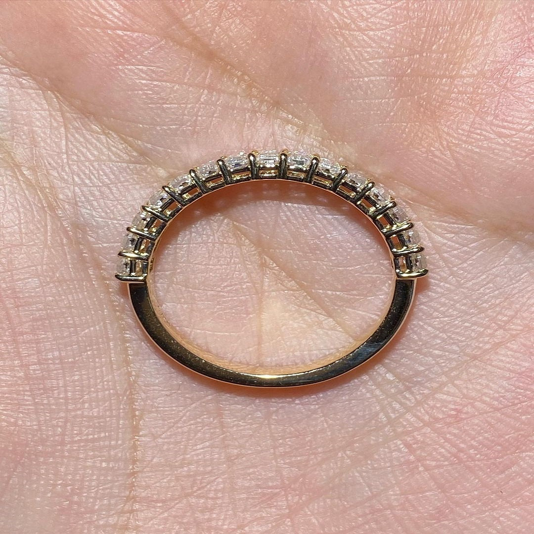 Emerald Multi Stone Band, Half Eternity Moissanite Band, Wedding Band, Anniversary Gift For Her