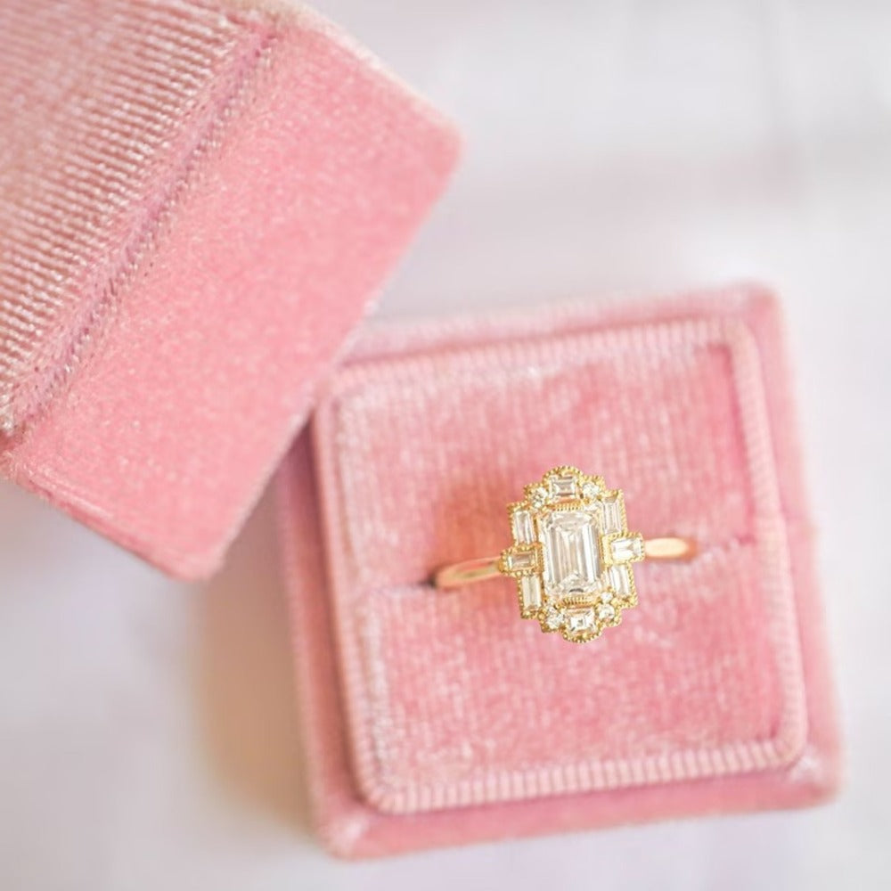 1.50 Ct Emerald Moissanite Diamond Ring, Multi Stone Diamond Ring, Bridal Diamond Ring For Her, Best Selling Ring