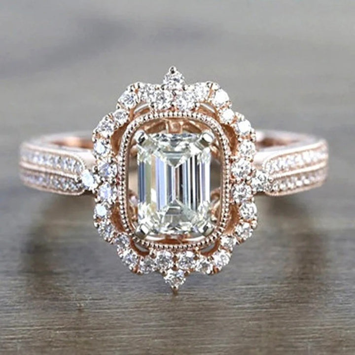 Emerald Moissnite Diamond Ring