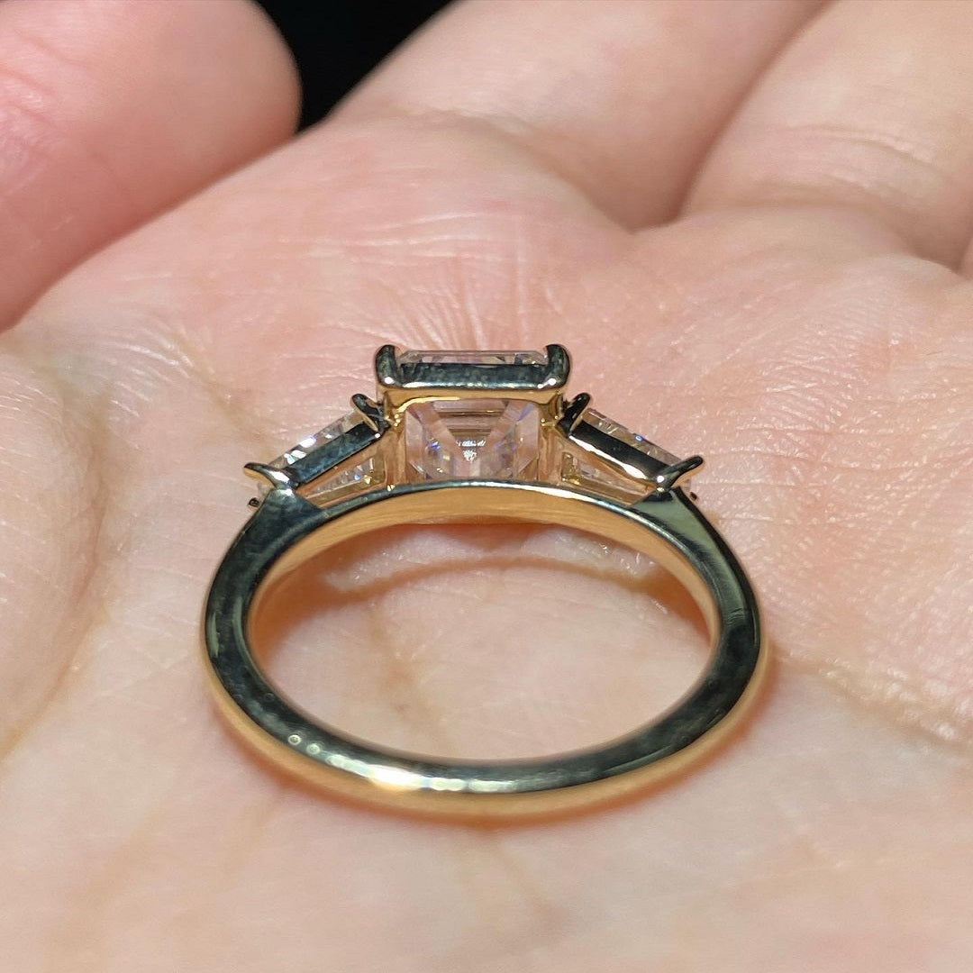 3.50 Emerald Cut Engagement Ring, Three Stone Ring, Moissanite Diamond Ring, Promise Ring For Her