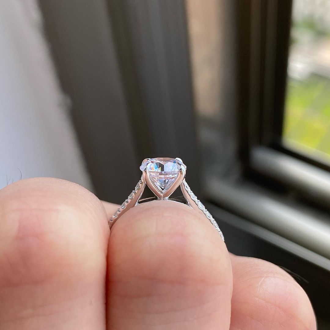 1.30 Ct Heart Moissanite Diamond Ring, Engagement Ring For Her 3 Prong And Pave Setting Ring, Handmadse Jewelry, Wedding Unique Ring