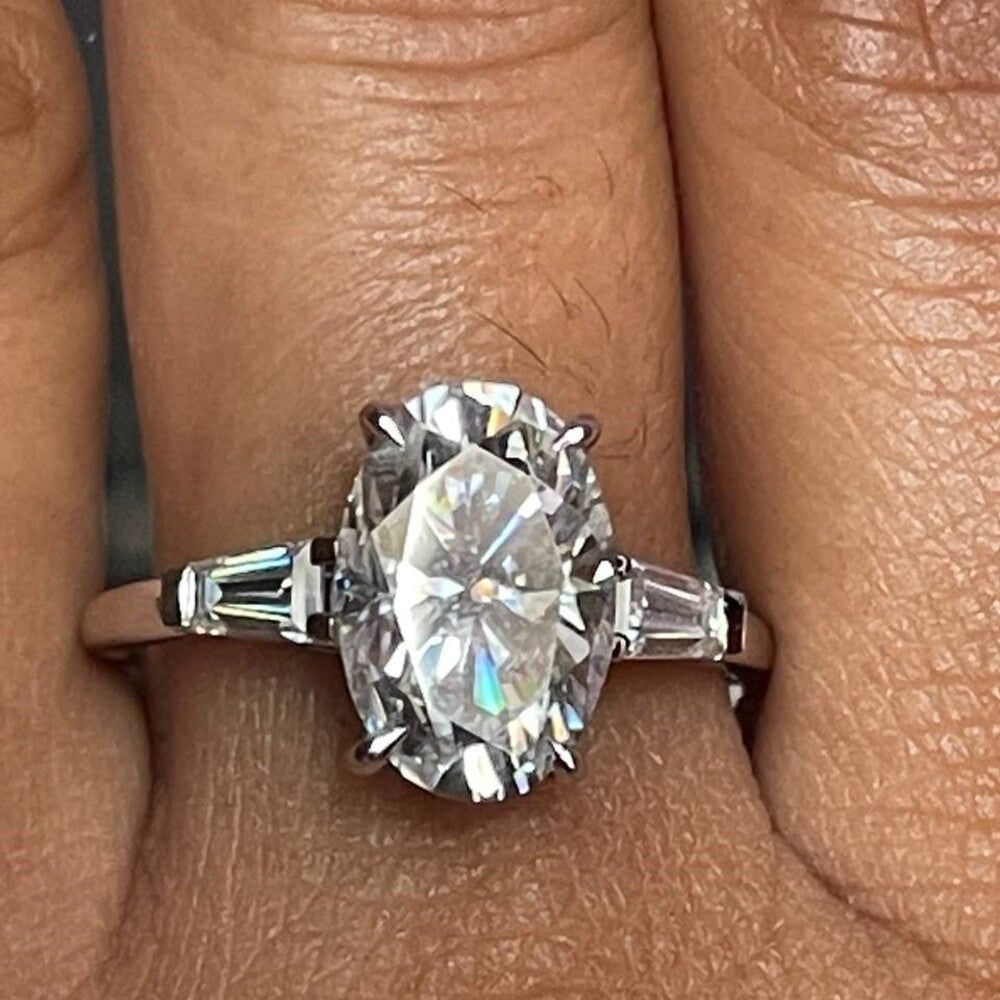 Oval Diamond Three Stone Moissanite Ring