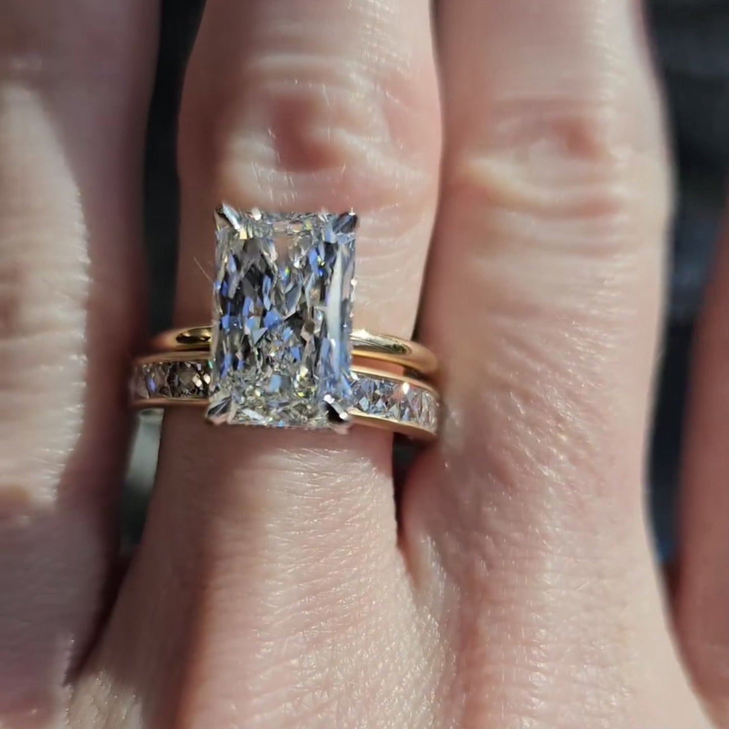 Radiant Bridal Set Moissanite Ring