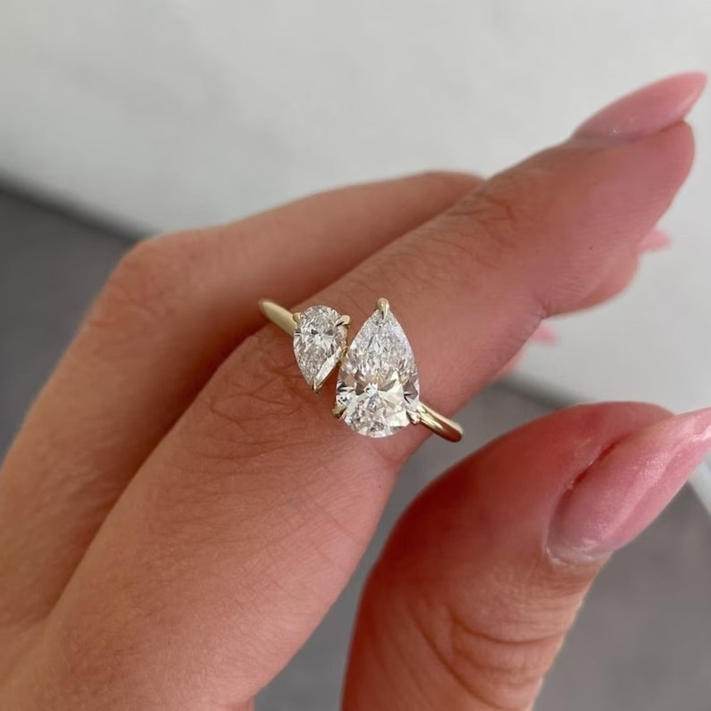 Pear Cut Moissanite Diamond Ring