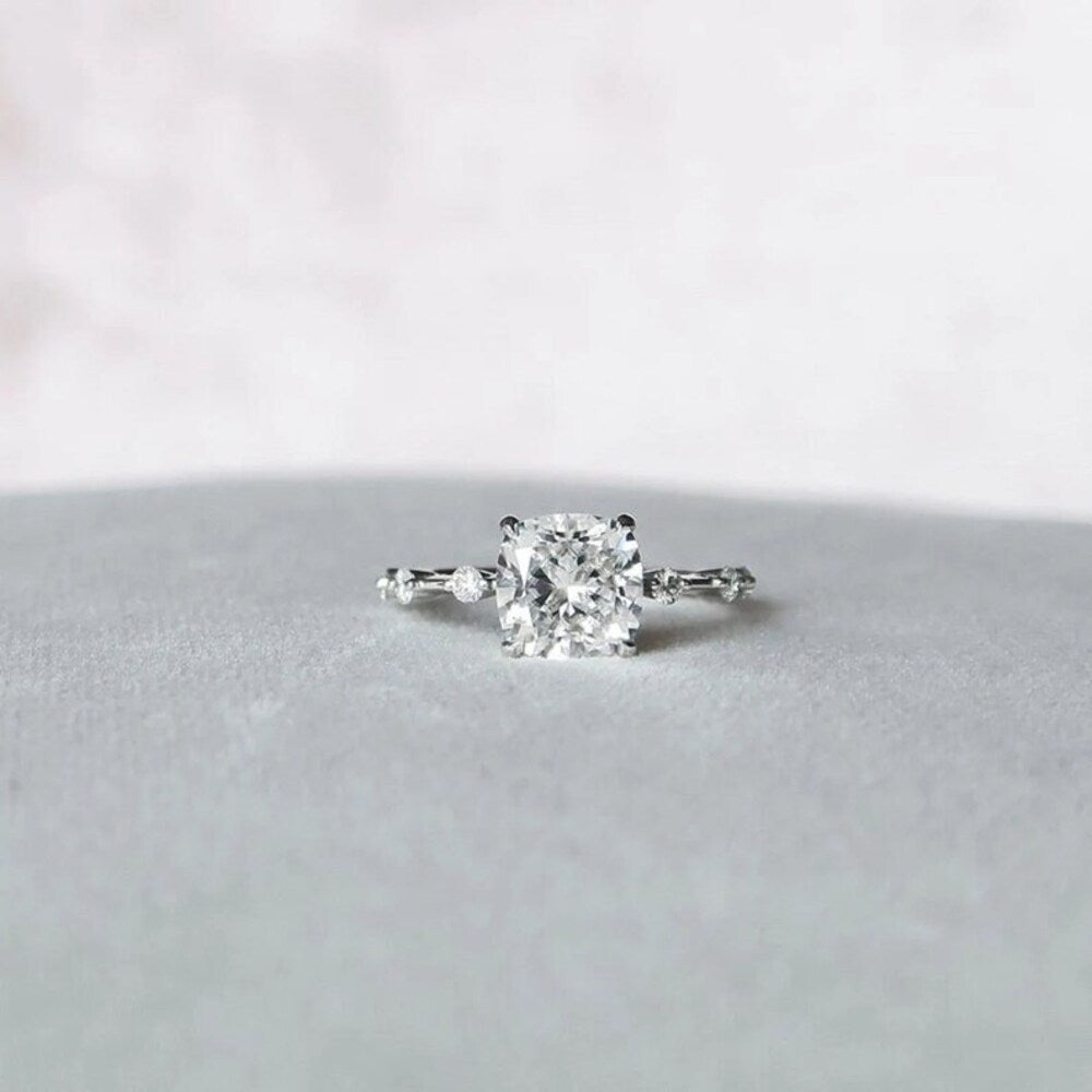 Cushion Moissanite Diamond Ring