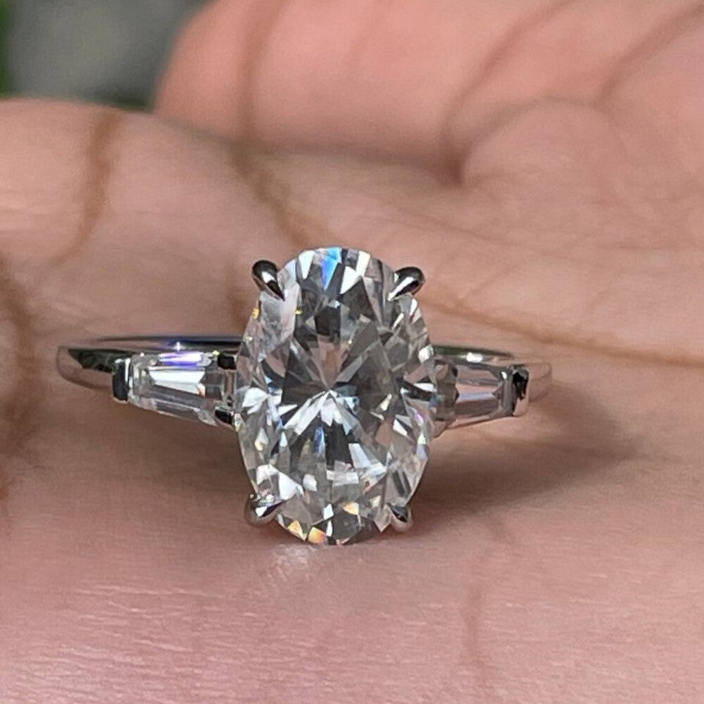 Oval Diamond Three Stone Moissanite Ring