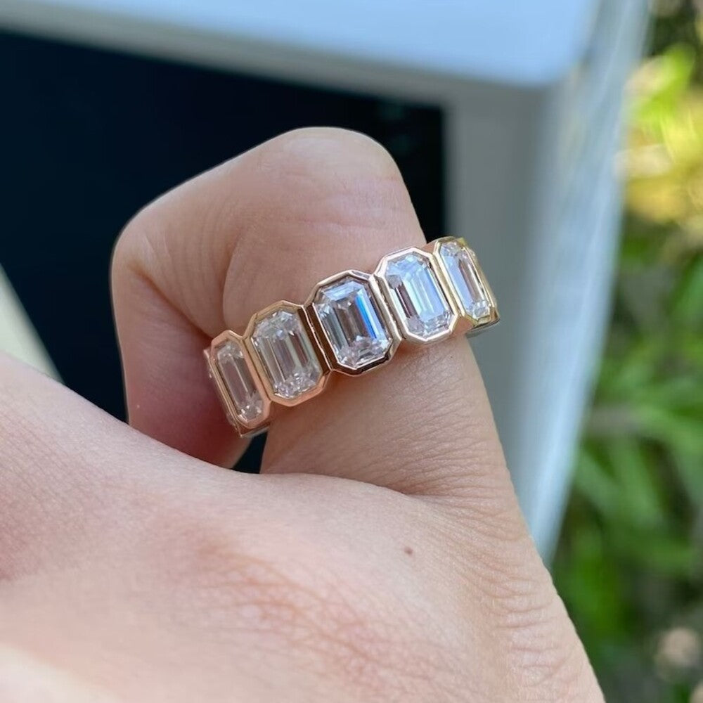 Emerald Moissanite Diamond Fill Eternity Band
