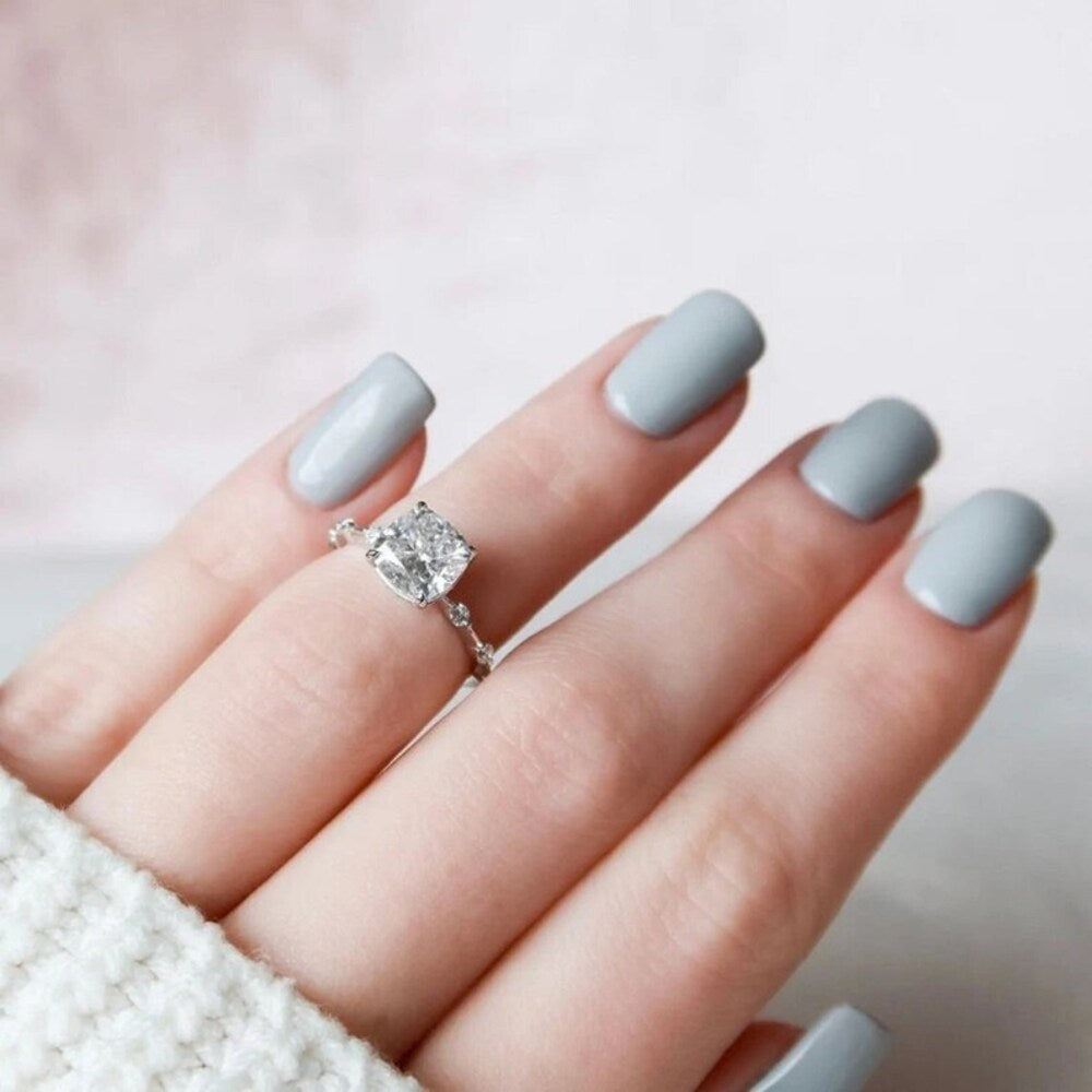 Cushion Moissanite Diamond Ring