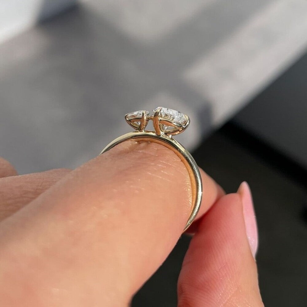 Pear Cut Moissanite Diamond Ring