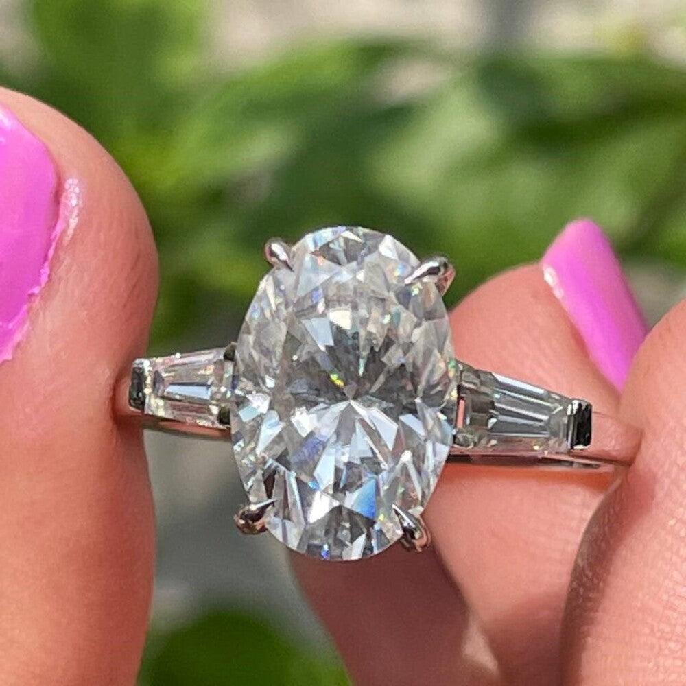 Oval Diamond Three Stone Moissanite Ring