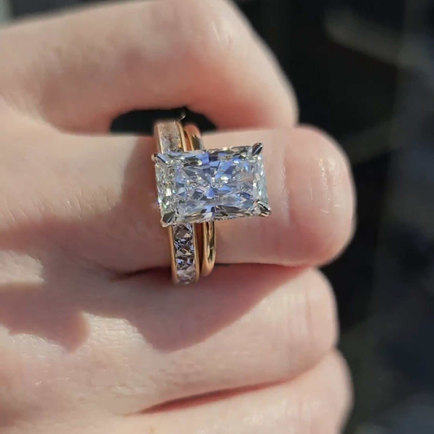 Radiant Bridal Set Moissanite Ring