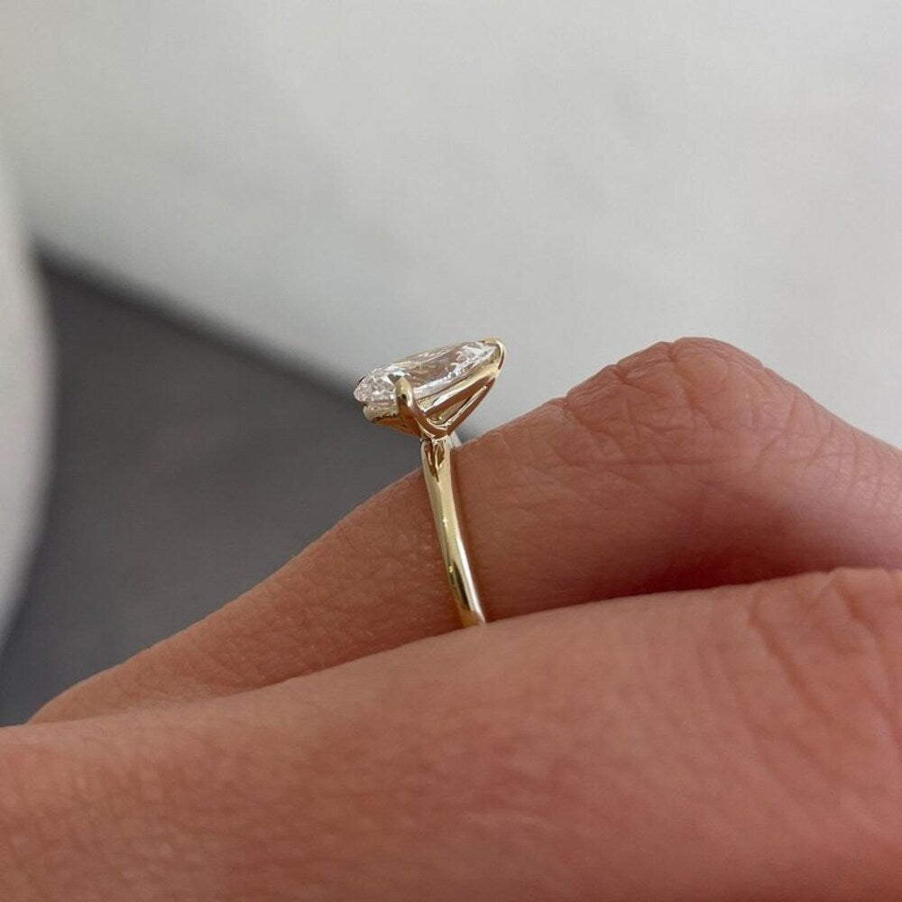 Pear Cut Moissanite Diamond Ring