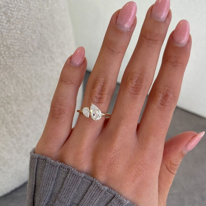 Pear Cut Moissanite Diamond Ring