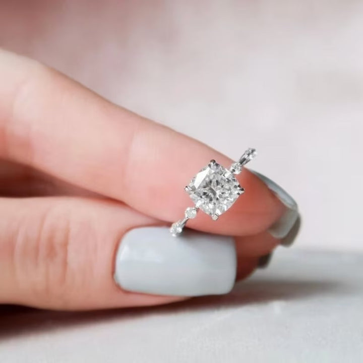 Cushion Moissanite Diamond Ring