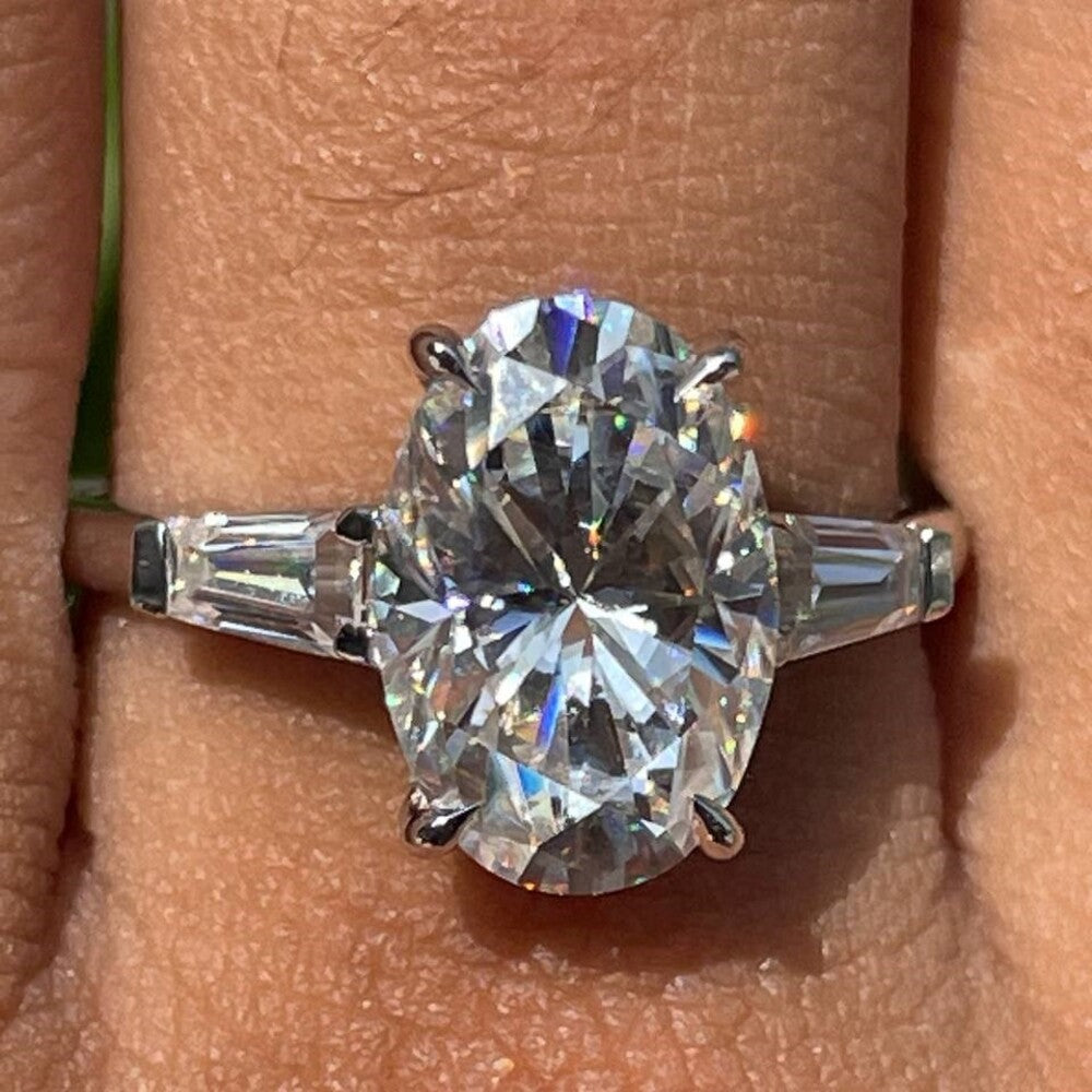 Oval Diamond Three Stone Moissanite Ring