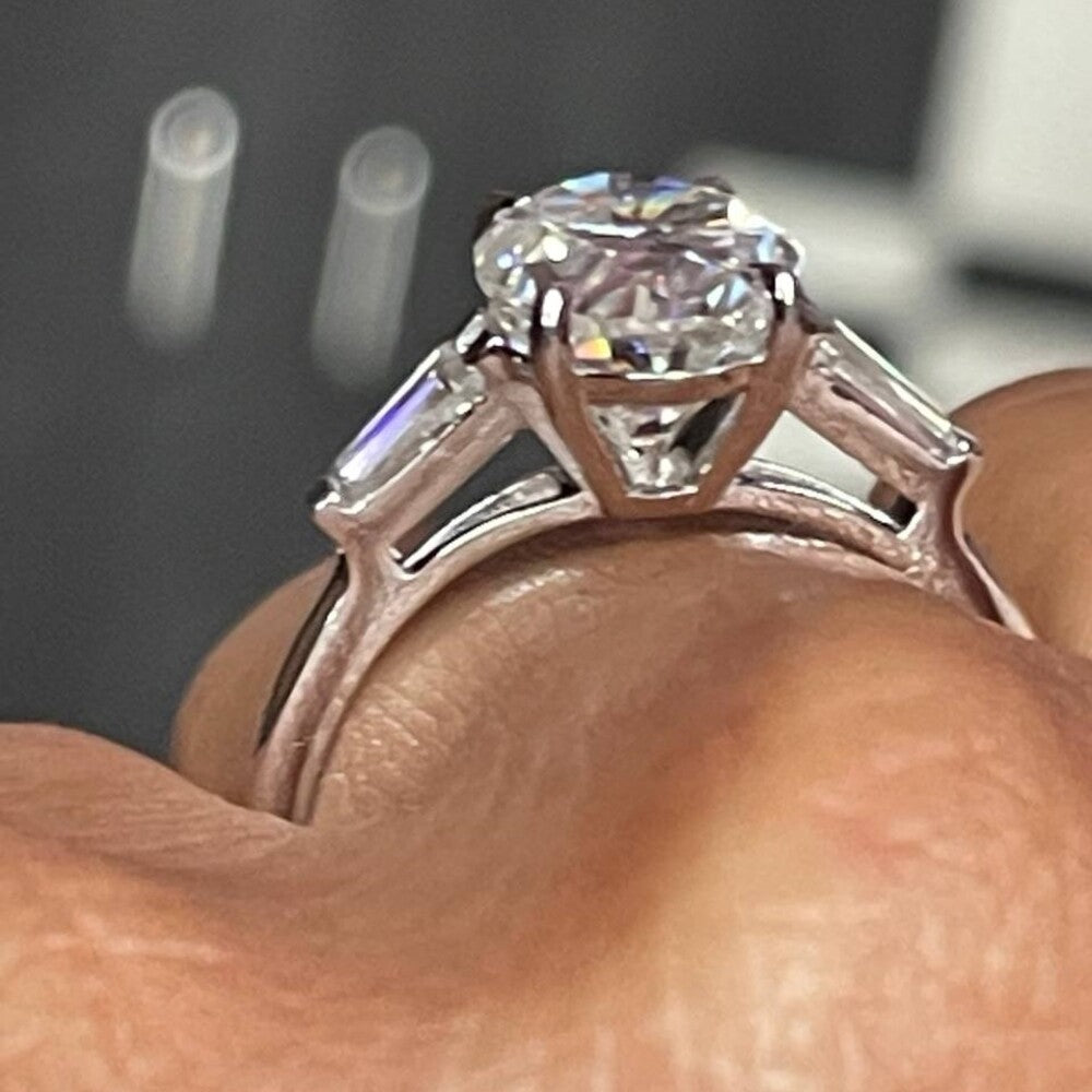 Oval Diamond Three Stone Moissanite Ring