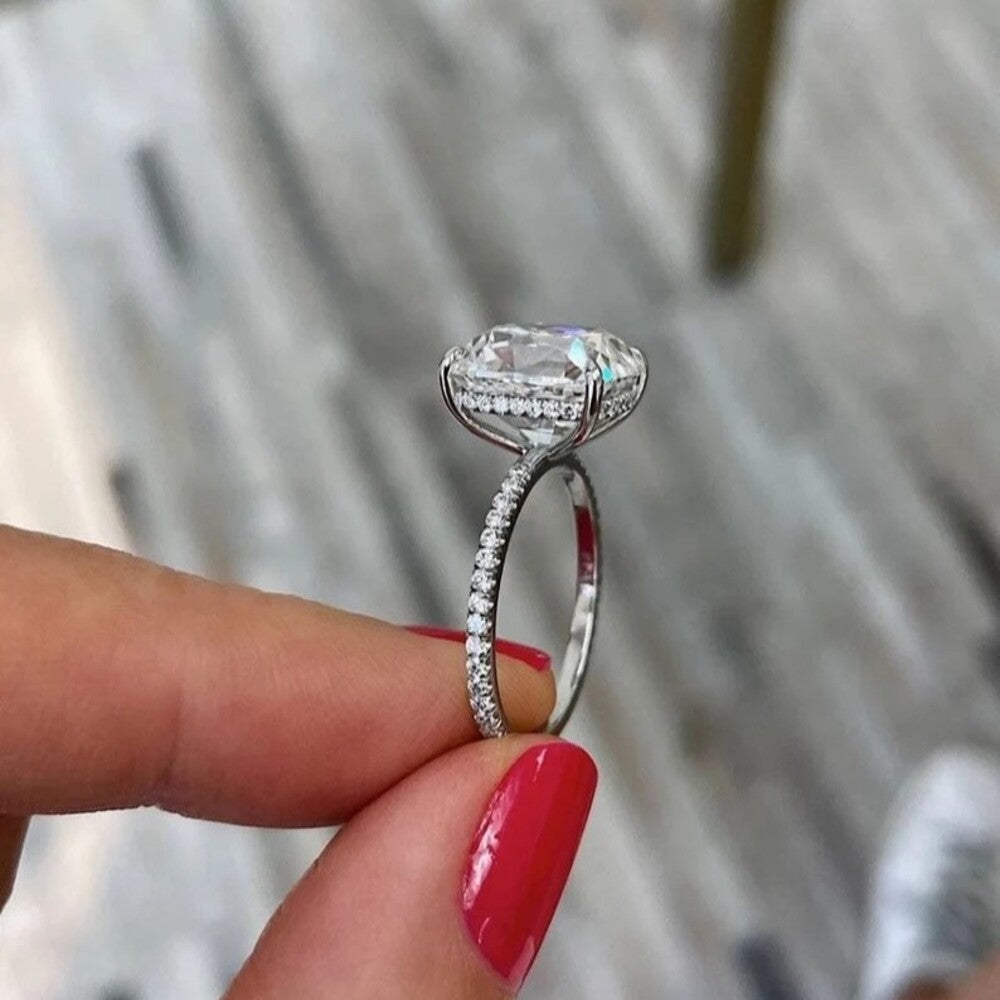 Cushion Big Moissanite Diamond Ring