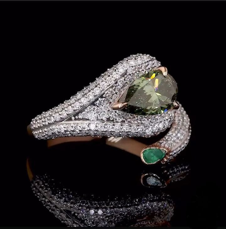 Pear Moissanite Diamond Ring