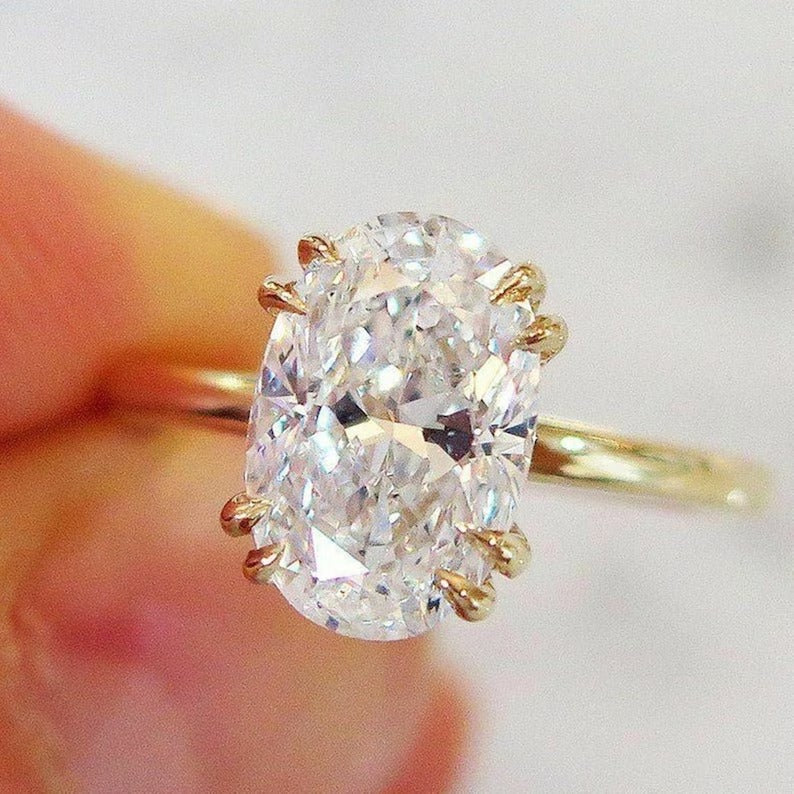 Oval Diamond Moissanite Double Prong Ring