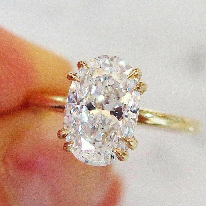 Oval Diamond Moissanite Double Prong Ring