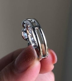 Round Three Stone Moissanite Diamond Ring