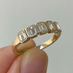 Five Stone Emerald Moisanite Ring