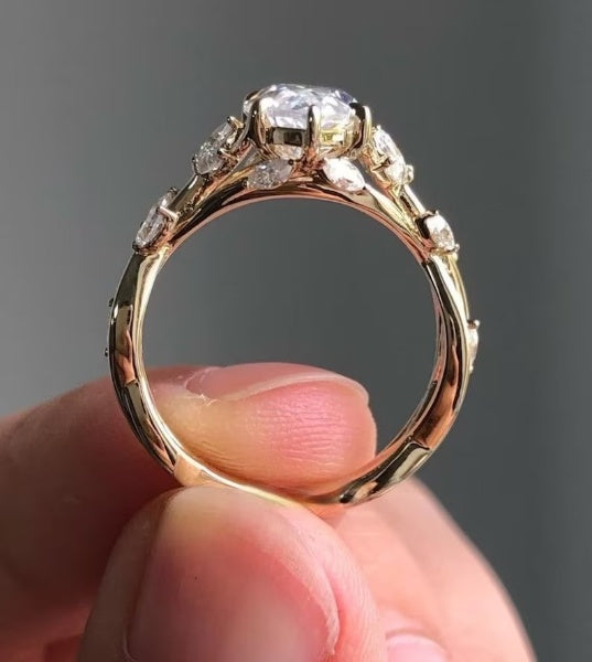 Marquise Moissanite Cluster Diamond Ring