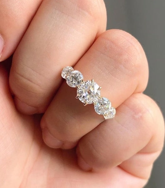 Old European Round Cut Moissanite Diamond Ring