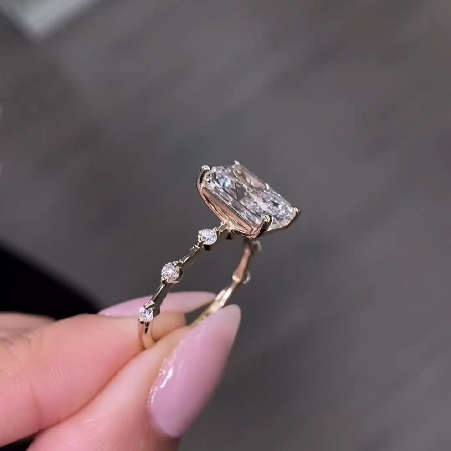 Radiant Distant Round Diamond Band Ring