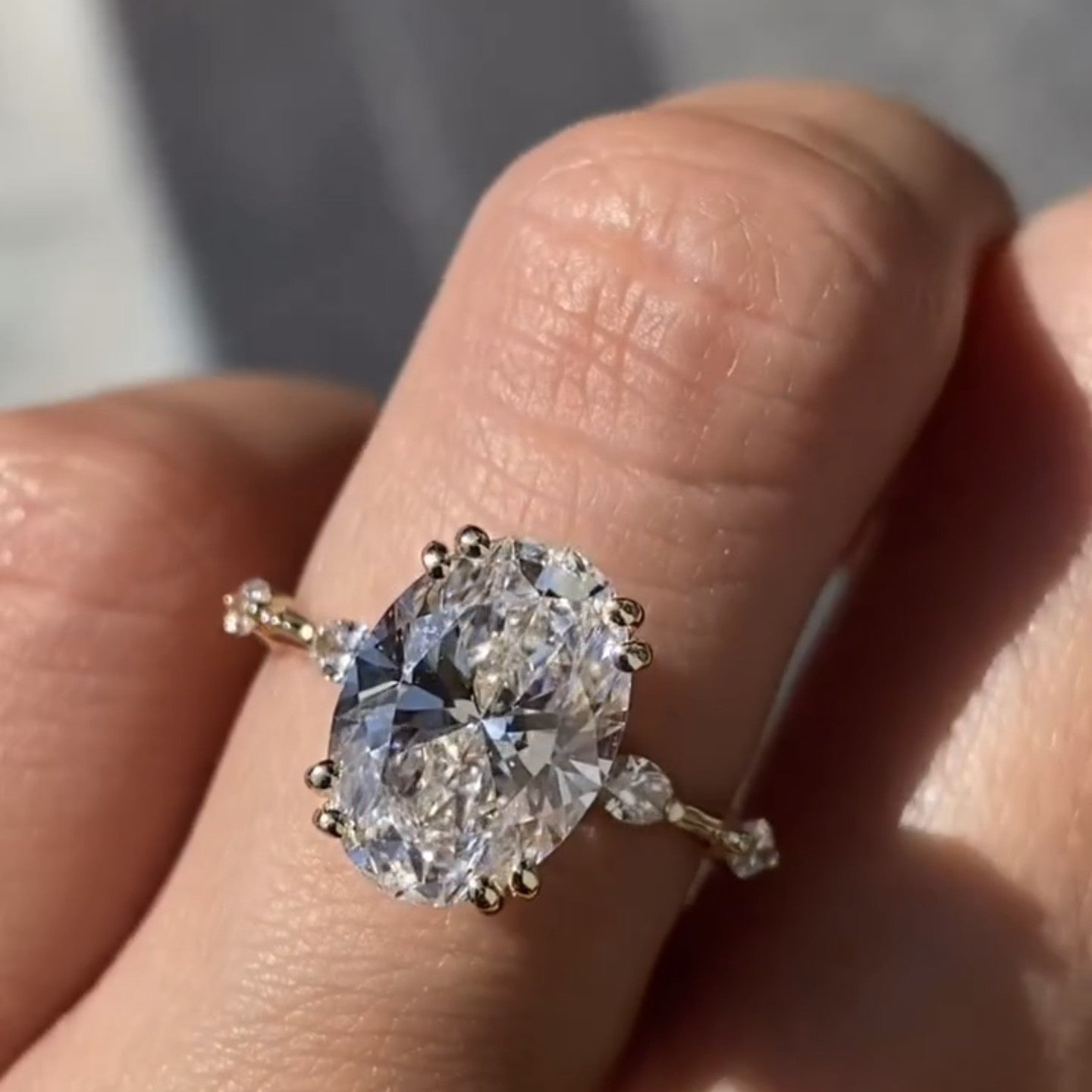 Oval Distant Pave Setting Ring