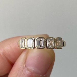 Five Stone Emerald Moisanite Ring